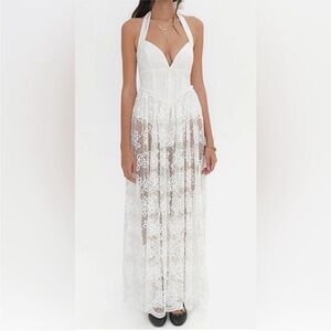 For Love and Lemons Sonnet Lace White Maxi XS NWT